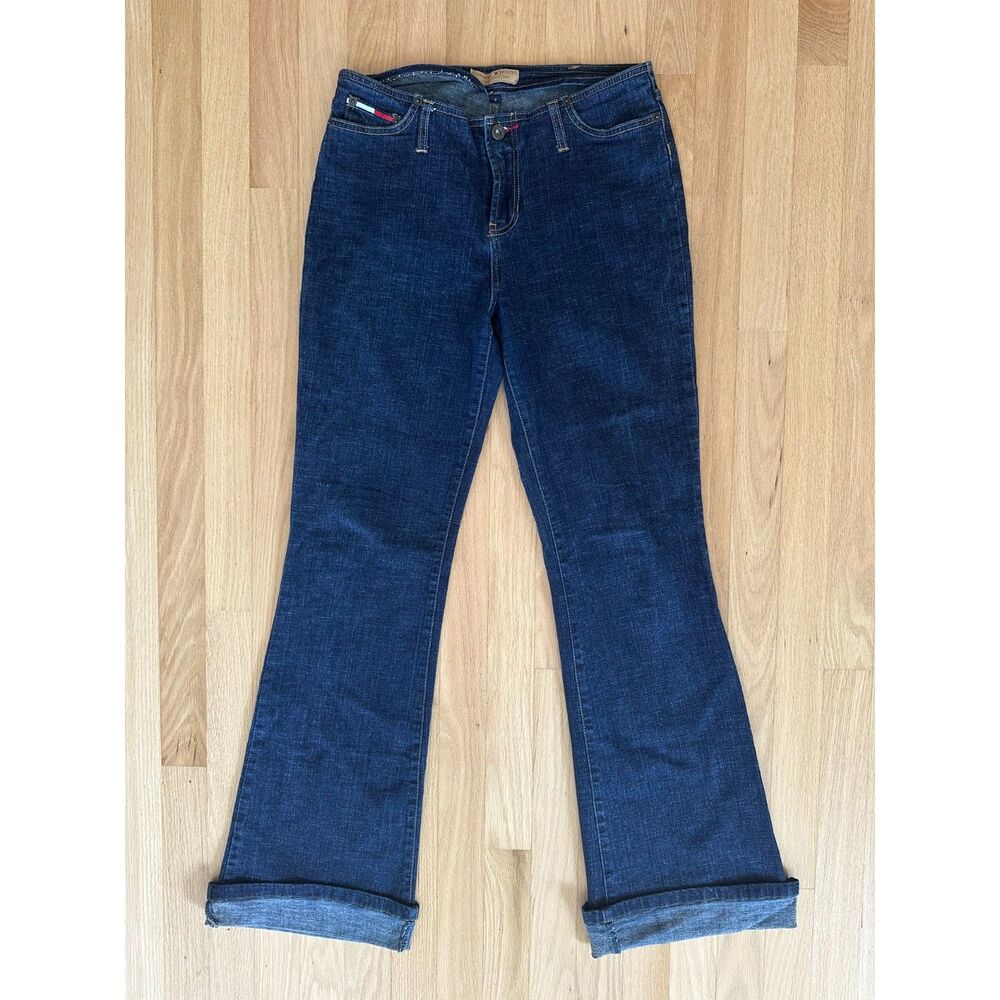 Vintage Tommy Jeans Bootcut Flare Jeans size 7 Dark Wash Denim Y2K Logo Pants